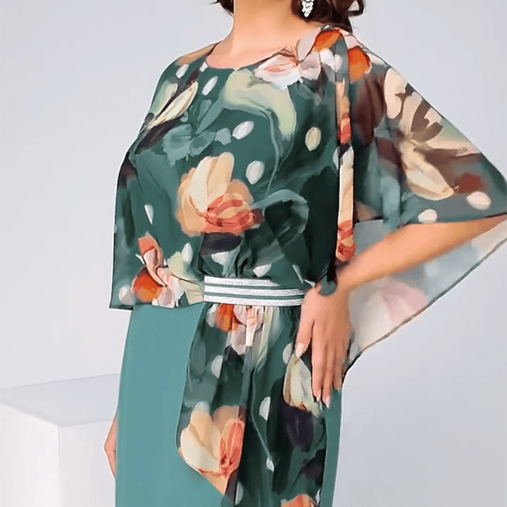 Elena | Abito Elegante in Chiffon Stampato - Tono Giusto