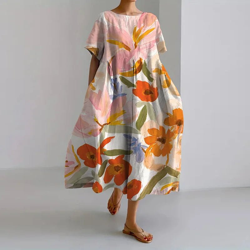 Mirella | Abito da Donna con Scollo a V e Fiori - Tono Giusto