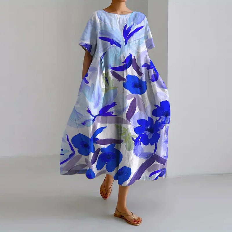 Mirella | Abito da Donna con Scollo a V e Fiori - Tono Giusto